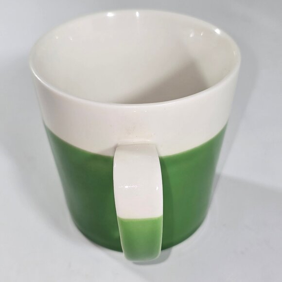 Vintage Crate&Barrel Color Block Coffee Mug Green and White Large 12-14oz - Picture 4 of 11